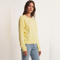 Z Supply Classic Crew Fleece Sweatshirt Lemoncello