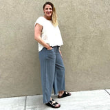 Gigio Frayed Cotton Wide Leg Pants