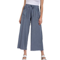 Gigio Frayed Cotton Wide Leg Pants