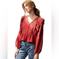 Ruffled Gauze Top by Easel