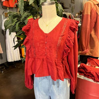 Ruffled Gauze Top by Easel