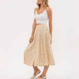 Polka Dot Cotton Midi Skirt by Blu Pepper