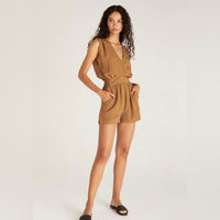 Z Supply Sun Tanned Romper Otter Brown