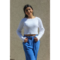 Ribbed Cotton Crop Sweater by Miss Love