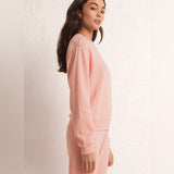 Z Supply Classic Crew Fleece Sweatshirt Pink Lemonade