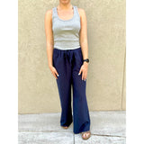 Gigio Navy Linen Wide Leg Pants