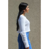 Ribbed Cotton Crop Sweater by Miss Love