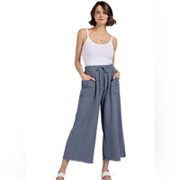 Gigio Frayed Cotton Wide Leg Pants