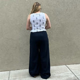 Gigio Navy Linen Wide Leg Pants