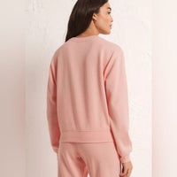 Z Supply Classic Crew Fleece Sweatshirt Pink Lemonade