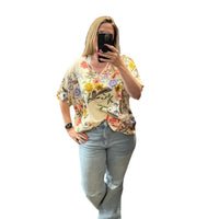 Oversized Floral V-Neck by Spin