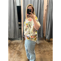 Oversized Floral V-Neck by Spin