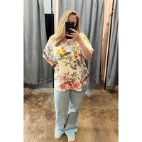 Oversized Floral V-Neck by Spin